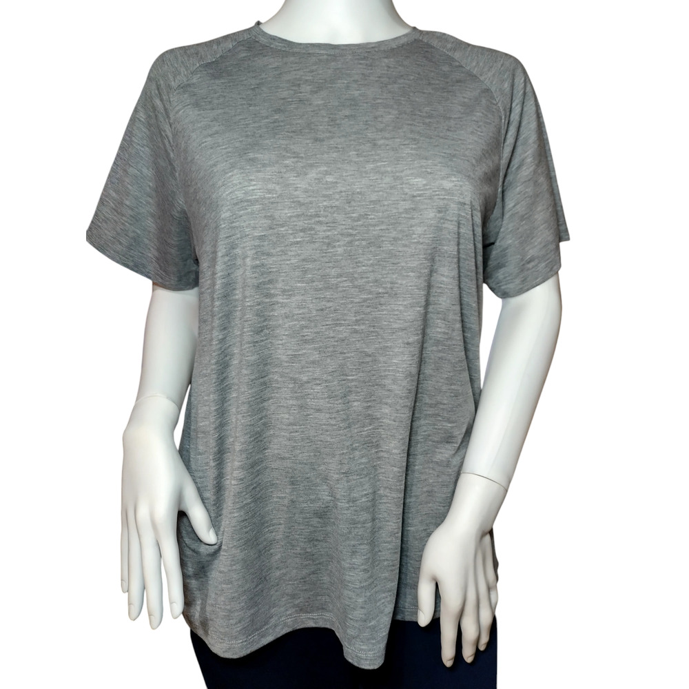 Modiv Womens Crew neck Raglan Sleeve Short Sleeve Basic Tshirt Gray Size Large